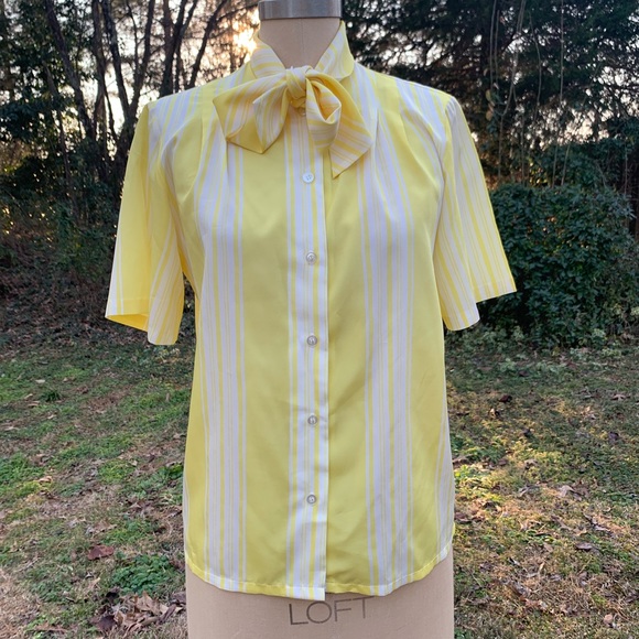 Vintage Stripe Blouse with Neck Bow - Picture 7 of 13